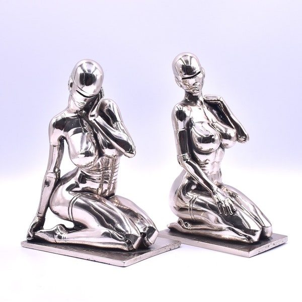 Hajime Sorayama sculpture Sexy Women Robot Silver Platted Robot Custom robot décor Cyberpunk art Hot Naked Robot Decor Sexy Figure