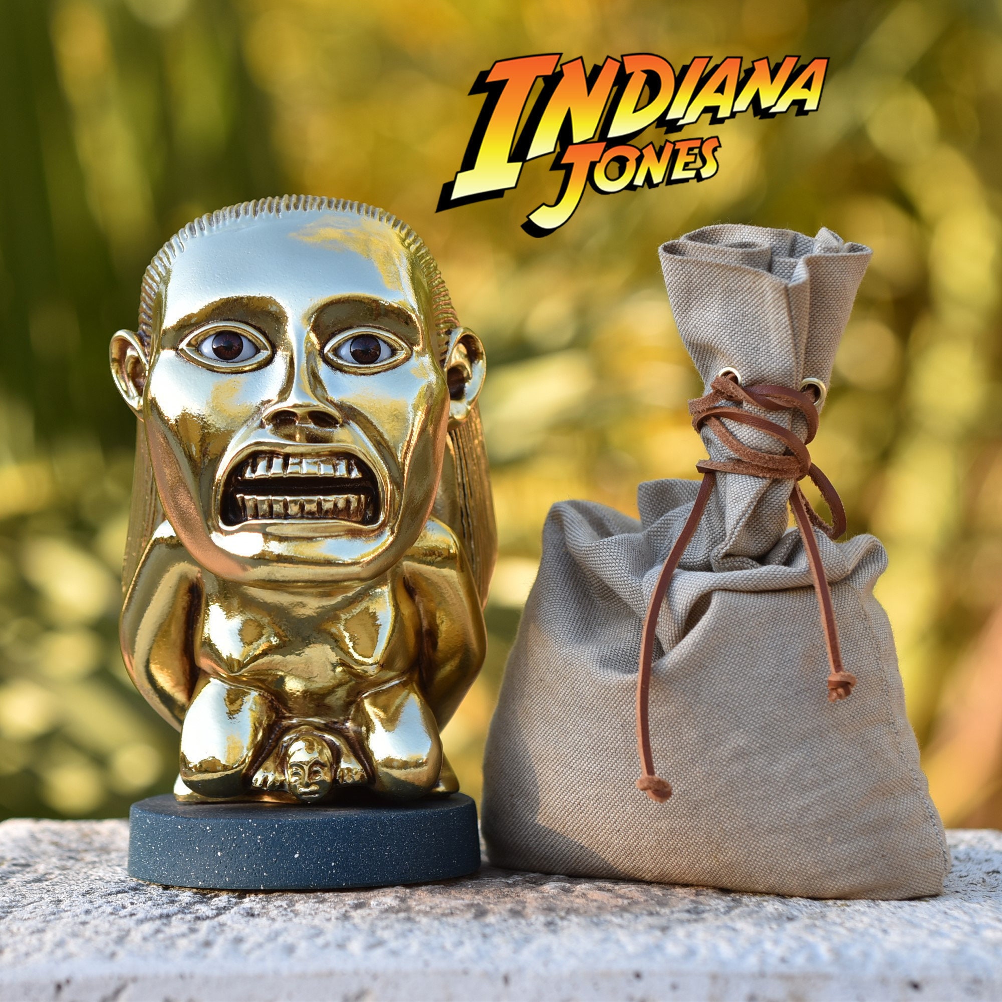 Indiana Jones golden fertility idol 1:1 gold-plated WITH EYES + stand…
