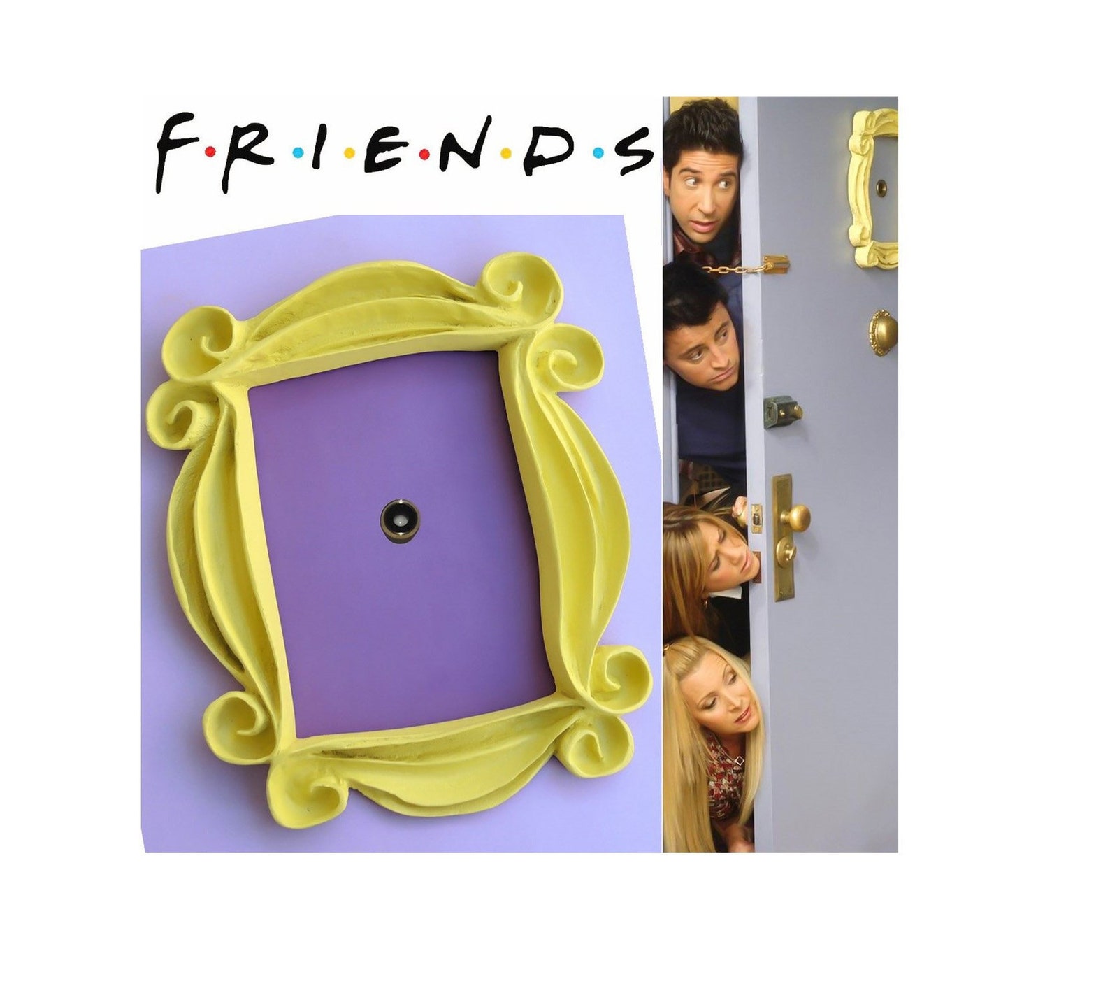 Friends tv show frame friends peephole frame friends yellow | Etsy