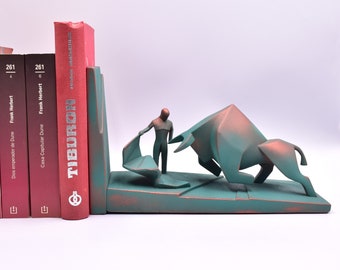 BOOK END. NO 3D printed,  9.8" solid piece. Dune matador bull fight sculpture. Deluxe prop. 100% handmade.