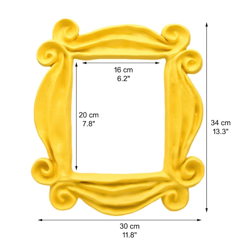 El marco de FRIENDS mas GRANDE 34 cm, amarillo, vintage, oro. friends peephole frame imagen 3