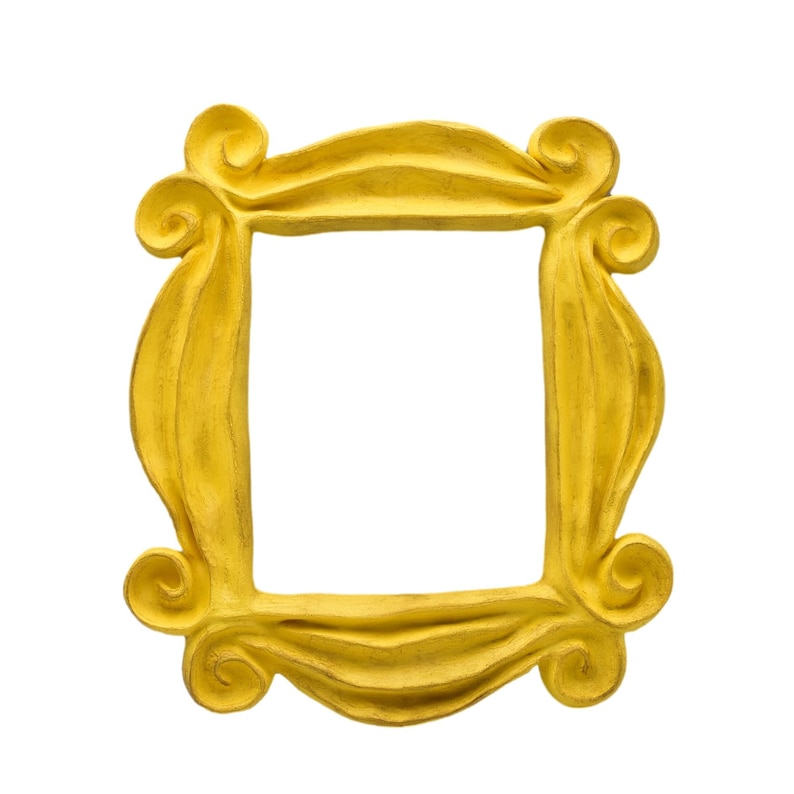 El marco de FRIENDS mas GRANDE 34 cm, amarillo, vintage, oro. friends peephole frame vintage XL