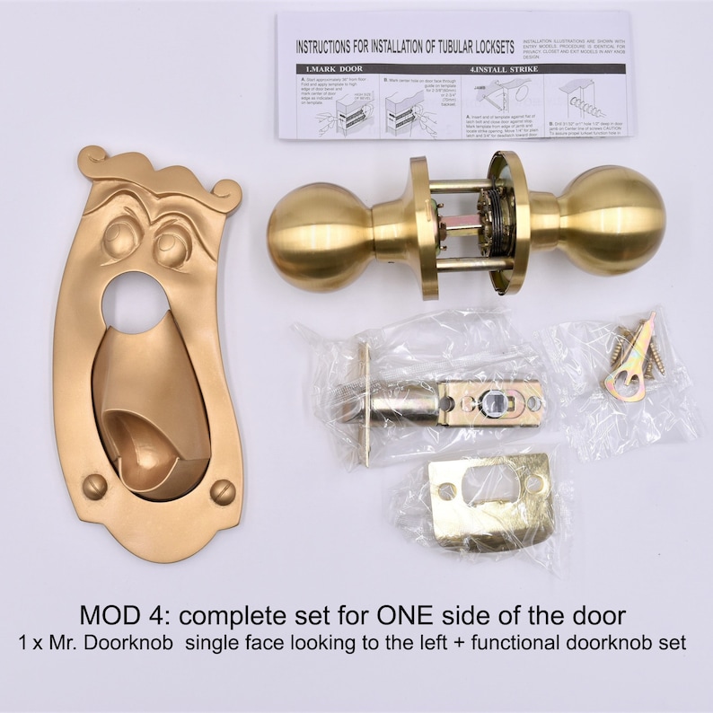 Alice in Wonderland decor Mr. Doorknob. Functional door knob set. Decorative or complete kit. mod 4 LEFT one side