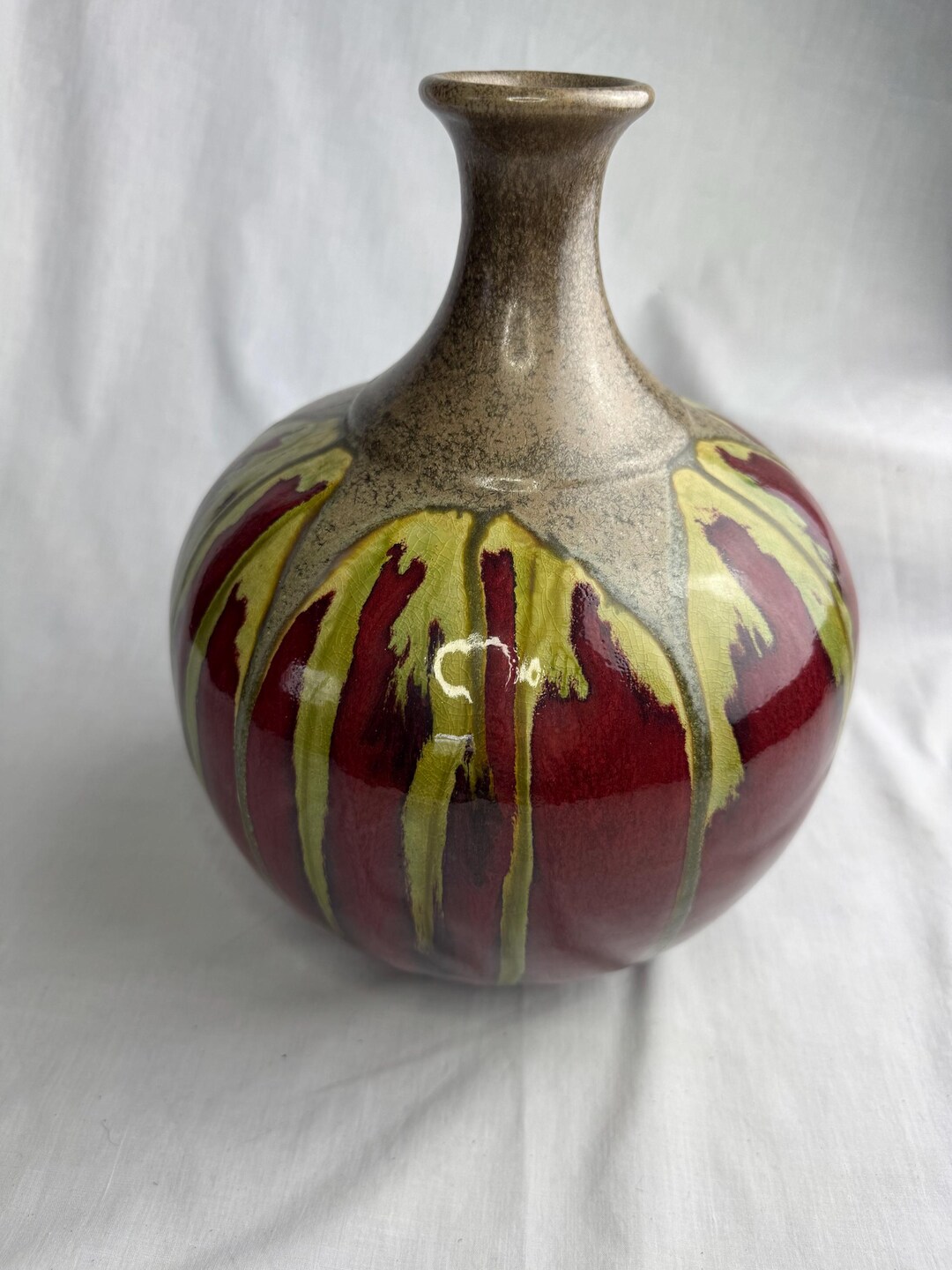 Vintage Hand Thrown Drip Glaze Pottery Colorful Vase - Western Decor ...