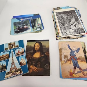 Gran lote de más de 150 postales antiguas de todo el mundo en blanco, en blanco con sello y usadas con sello