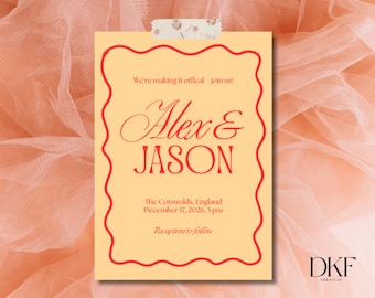 Plantilla de invitación de boda llamativa / Suite moderna de Canva (Descarga digital)