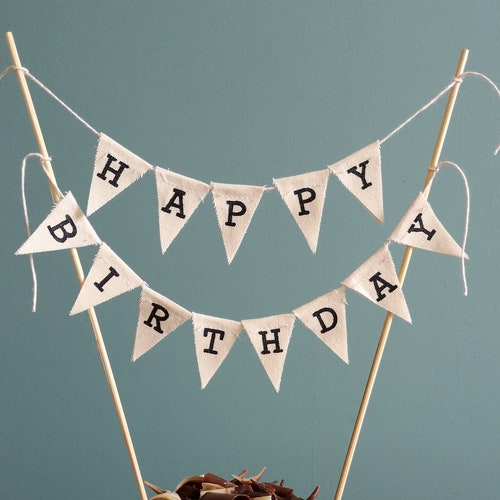 Happy Birthday Cake Topper Rainbow Bunting Etsy UK