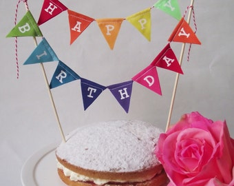 Happy Birthday Cake Topper Rainbow Bunting