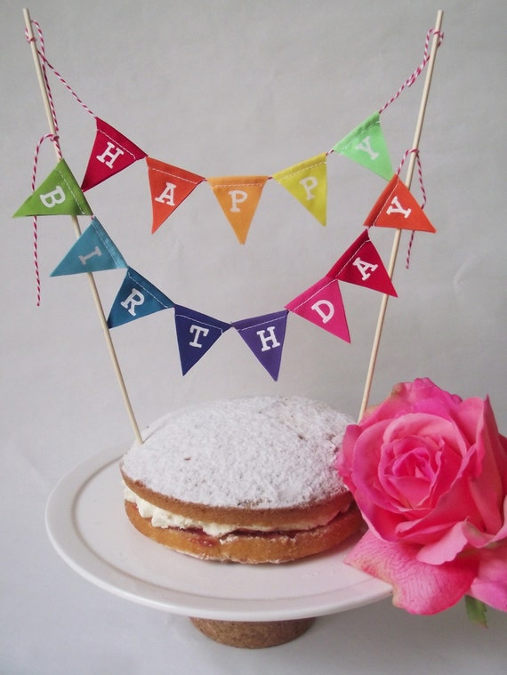 Rainbow Bunting Happy Birthday Cake Topper Party Celebrations Decoration Rainbow Bunting Happy Birthday Cake Topper Party Celebrations Decoration