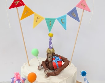 Personalised rainbow name cake bunting, mixed bright colours, custom name cake topper, felt cake bunting, personalised cake bunting,