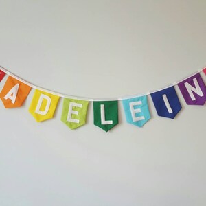 Rainbow Name Banner, Personalised Fabric Bunting Banner, Custom Name Garland, Nursery Name Sign, Baby Shower Gift, Baby Name Banner, Rainbow