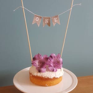 First birthday burlap cake topper, one cake bunting, Hessian cake topper, simple first birthday, one cake topper, burlap cake bunting image 3