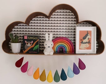 Minimalistische Regenbogen Girlande, Regentropfen Girlande, Filzgirlande, Kinderzimmer Deko, pastell Regenbogen Banner, Kinderzimmer Girlande, Tröpfchen Girlande