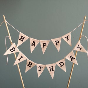 Happy Birthday cake bunting, burlap cake topper, Hessian cake bunting, rustic cake topper, happy birthday topper, birthday party cake image 4