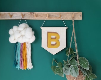 Initialenbanner, personalisierte Initiale, A - Z-Wandbehang, Buchstabenkunst, einzelner Buchstabe, individueller Buchstaben-Wandbehang aus Stoff, Kinderspielzimmer-Dekoration.