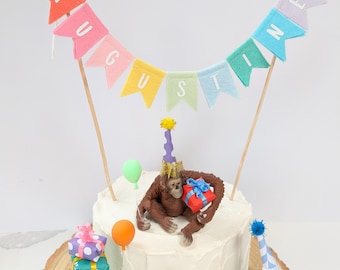 Personalised name cake bunting, mixed soft pastels, custom name cake topper, felt cake bunting, personalised cake bunting,