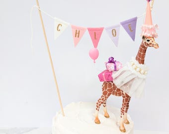 Personalised name cake bunting, mixed soft pastel pinks and purple, custom name cake topper, felt cake bunting, personalised cake bunting,