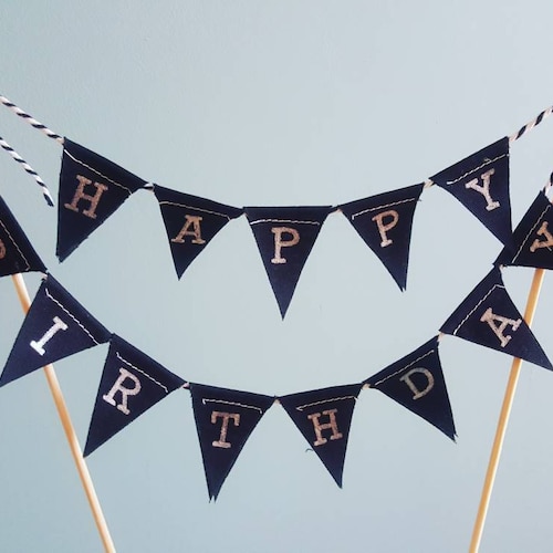 Happy Birthday Cake Topper Rainbow Bunting Etsy UK