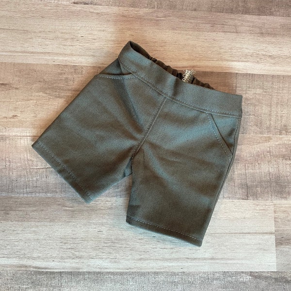 18 Inch Doll Clothes - Boys Olive Green Shorts with working Pockets, handmade & designed for dolls like American Girl®/18" soft body doll