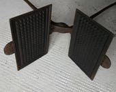 Rare antique waffle iron french cast iron fire pit tool cookware outdoor bbq bakeware open fire superb artisan hand forged gift idea utensil