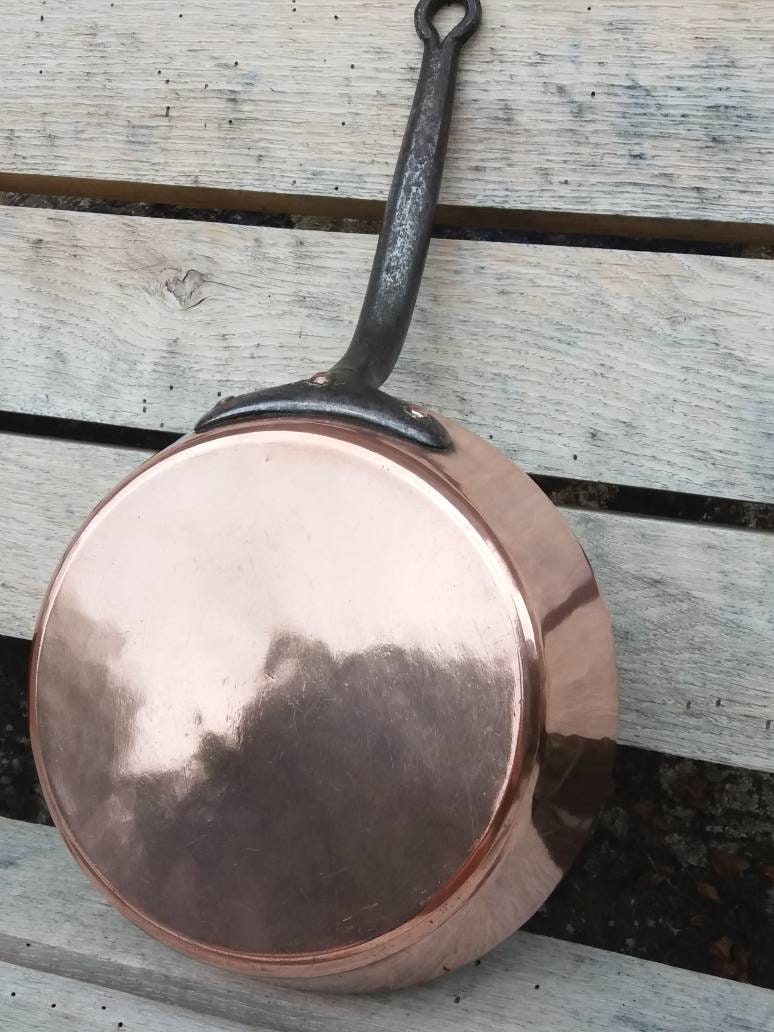 Large Heavy Copper Saute Skillet Frying Pan Vintage French Classic Cookware  Restaurant Quality Tin Lined 2.5mm Iron Handle Pots 