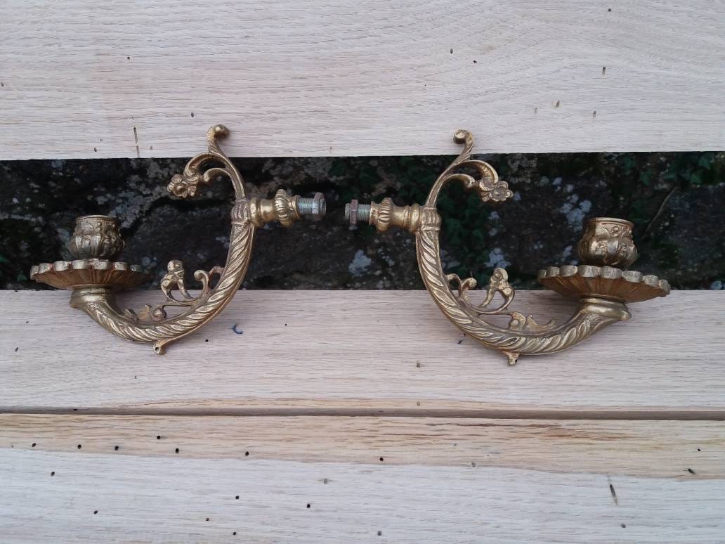 Superbe Bronze Porte-Bougie Mur Lumière Piano Sconces Qualité Français Empire Éclairage Paire Décor 