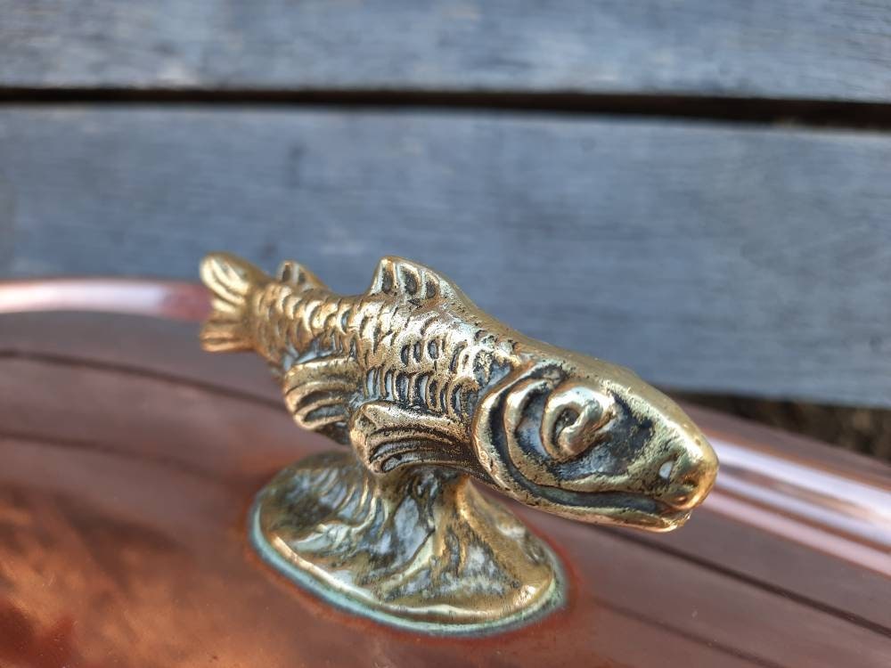 Rare Planche à Poisson en Cuivre Bouilloire Allemande Wagner Bronze Ovenware Saumon Truite Sean's Wo