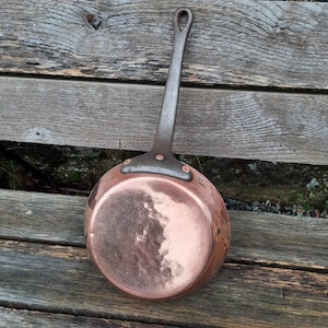 Vintage Dehillerin Copper Saute Pan: Tin-Lined French Skillet