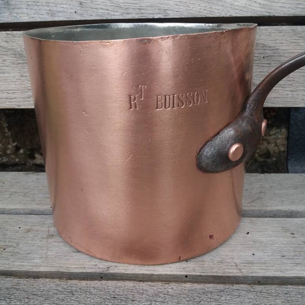 Dehillerin copper pot refurbished new tin artisan rare chateau 2mm retinned pans initials artisan plannished stockpot 3.9 kg heavy villedieu