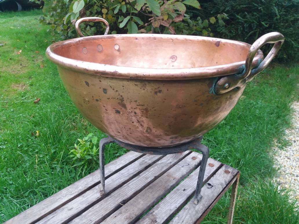 Vintage 1860s French Large Copper Mixing Bowl