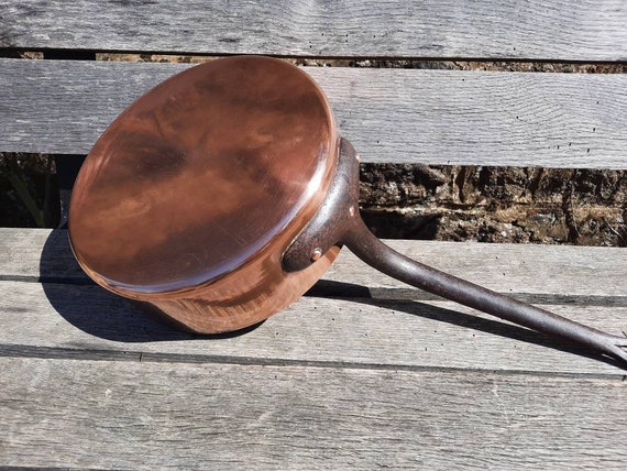 Large Heavy Copper Saute Skillet Frying Pan Vintage French Classic