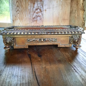 Portapenne da scrivania in bronzo, grande, 3 kg, antico, francese, di epoca napoleonica, inchiostri, cancelleria, calligrafia, ufficio, signori, pesanti, ornati, regali di qualità