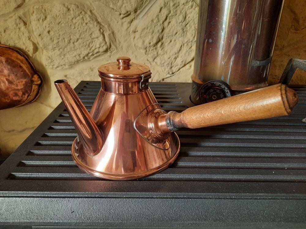 Qualité Vintage Petite Bouilloire en Cuivre Chocolat Sean's World Brocante Cafetière Français Artisa