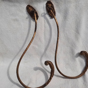 Antique Bronze Ormolu Curtain Tie Backs: French Chateau Window Hardware