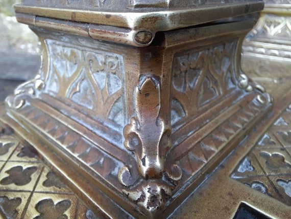 インク壺 ブロンズ ゴシック 大型 アンティーク フレンチ