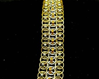 Handcrafted Anondized Aluminum Stacked Helm Chain Maille Bracelet