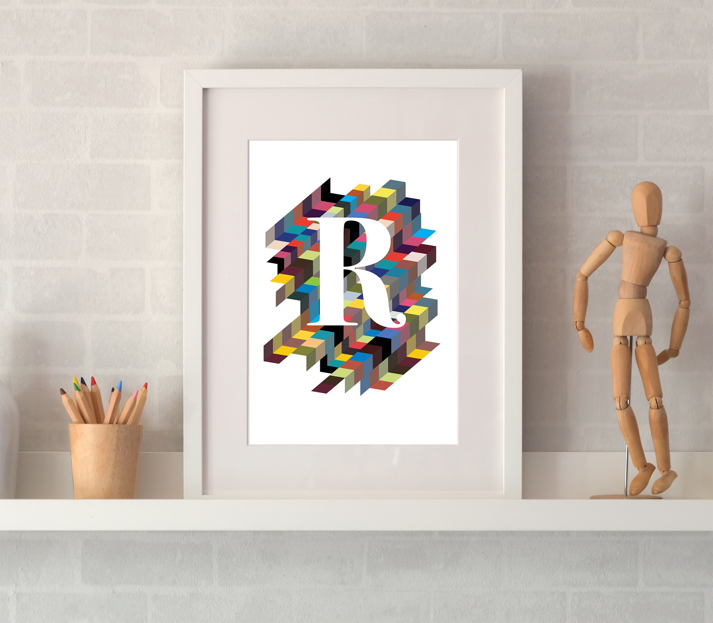 Custom and Chevron Print Name, Alphabet Letter Texture Initial or Art, Wall Typographic With Etsy Multicolor Personalized - Texture Poster