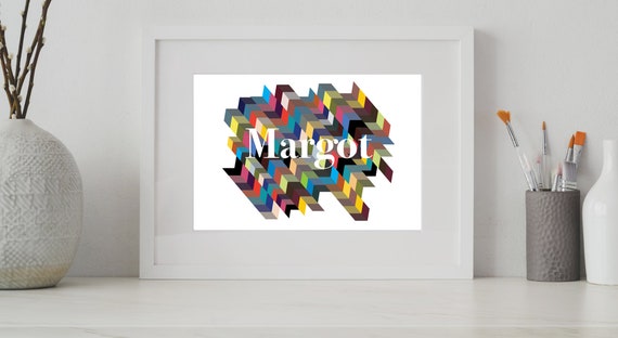 Custom Poster Initial Name, Alphabet Typographic Print With Multicolor - Wall and Chevron Art, Personalized Texture Letter Texture or Etsy