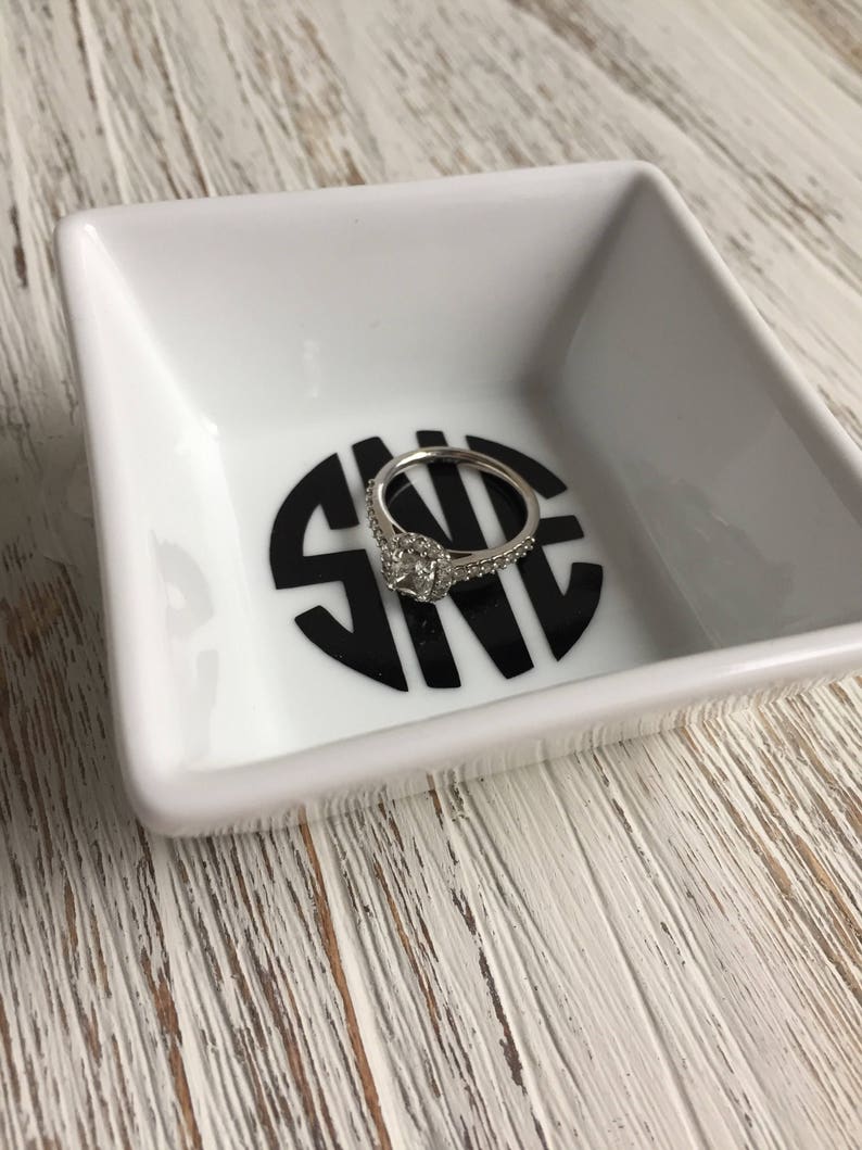 Custom Monogram or Single Initial Ring Dish Engagement Gift Personalized Ring Dish
