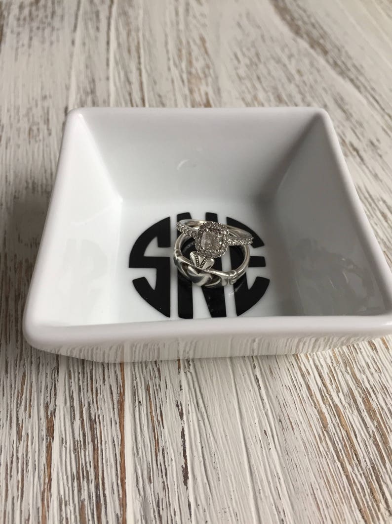 Custom Monogram or Single Initial Ring Dish Engagement Gift Personalized Ring Dish