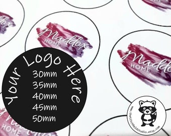 Custom personalised business logo round, rectangle, square stickers or custom writing. Business labels, Postage labels, Order stickers