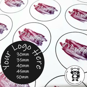 Custom personalised business logo round, rectangle, square stickers or custom writing. Business labels, Postage labels, Order stickers