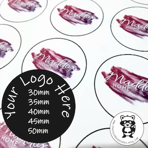 Custom personalised business logo round, rectangle, square stickers or custom writing. Business labels, Postage labels, Order stickers
