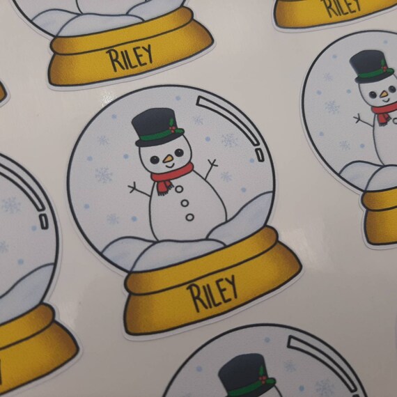 Personalised Christmas Gift Tags Stickers Labels, Snow Globe