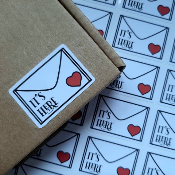 Die Cut White Envelope Stickers. Cute Happy Post, Happy Mail Labels. 