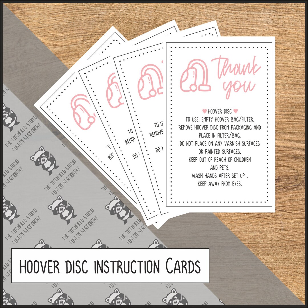 Hoover Disc Instruction Safety Cards Wax Melt Burner Business Cards