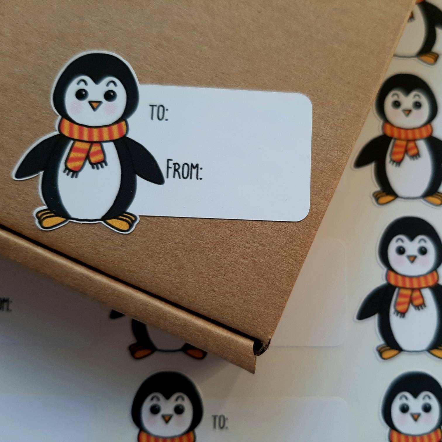 Gestanzter niedlicher Pinguin Geschenk anhänger Weihnachten Verpackung  Sticker. Süße Happy Post, Happy Mail Etiketten. Danke Stickers  Weihnachtsaufkleber - .de