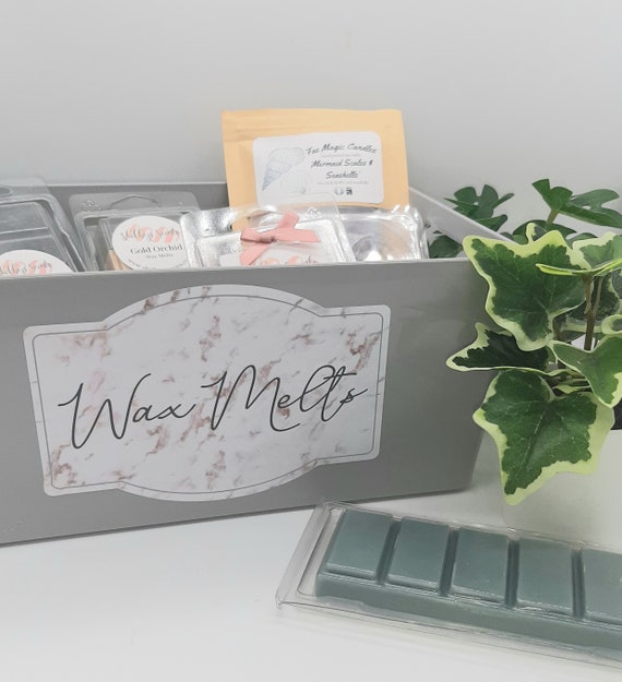 Wax Melt Storage Labels, White and Black, Grey marble, Pink marble.