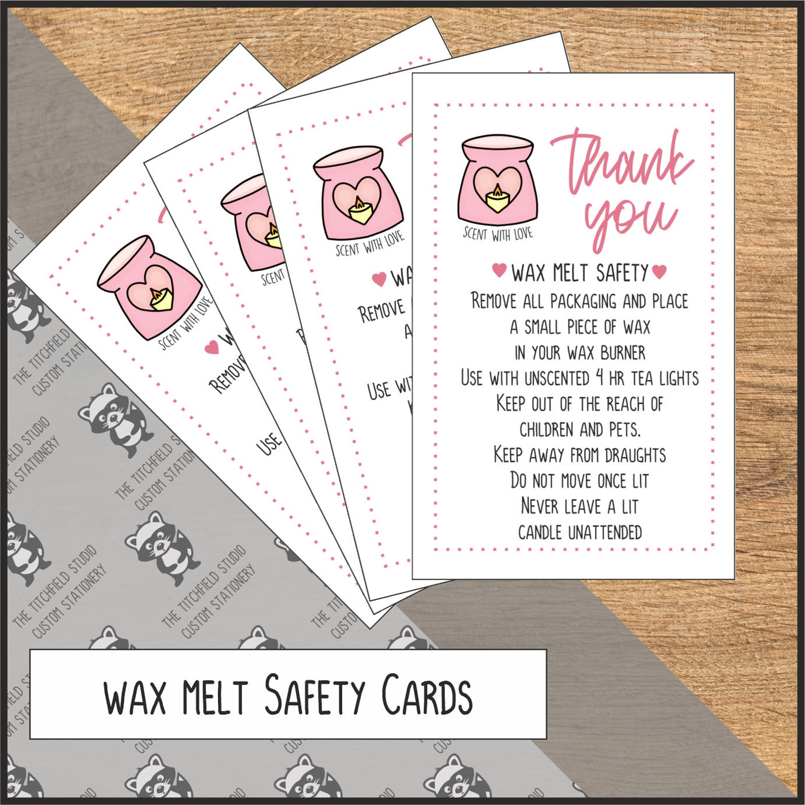 Wax Melt Safety Cards Wax Melt Burner Business Cards Thank Etsy UK