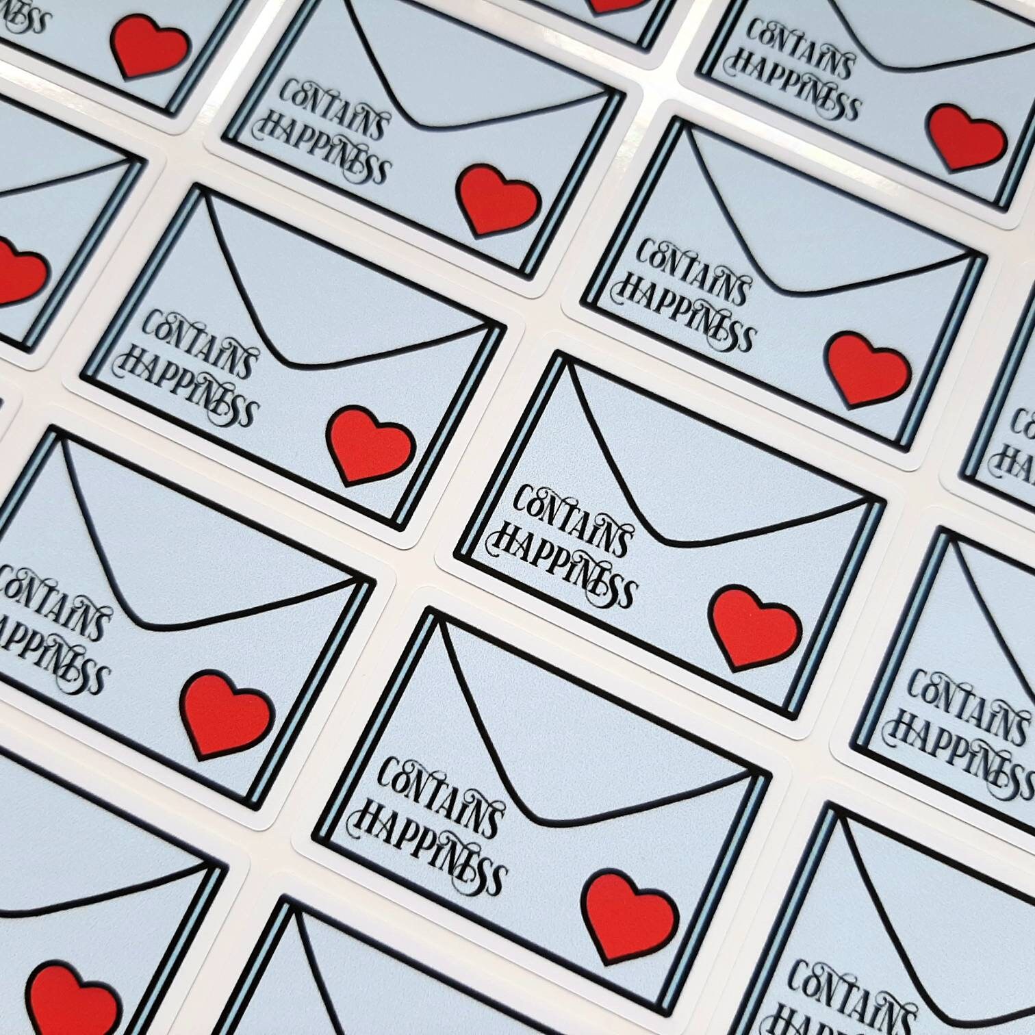 Cute happy post happy mail labels. Die cut blue envelope stickers ...